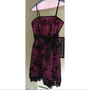 Dark Pink and Black Cocktail Dress